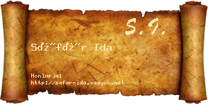 Sáfár Ida névjegykártya