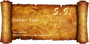 Sáfár Ida névjegykártya